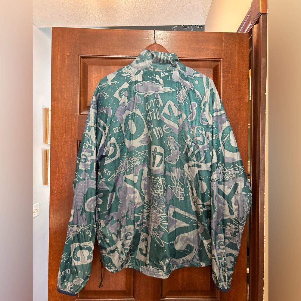 Vintage 90s Abstract Graffiti Print  Windbreaker Jacket Made in USA XL - Picture 2 of 8